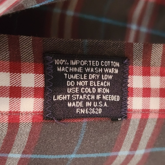 Burberry Mens Button Up Shirt Long Sleeve Plaid Preppy Office Brown Red Size XL - Picture 5 of 7